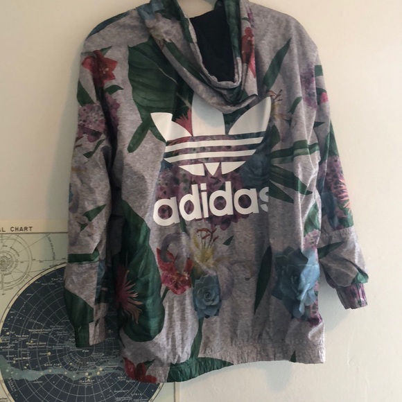 adidas grey floral jacket